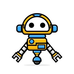 illustration of Cute characters yellow robot