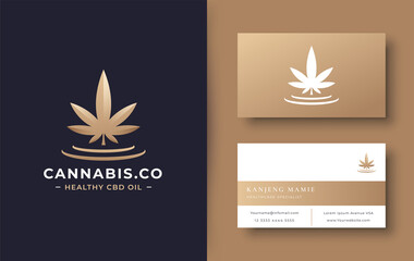 gold cannabis logo with business card