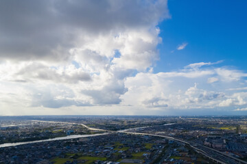 都市景観 パノラマ 入道雲