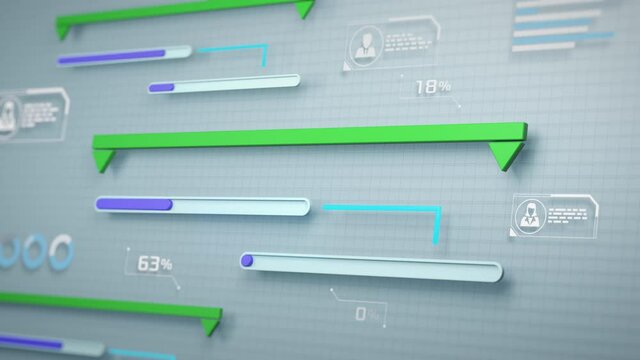 project manager software, futuristic interface, gantt chart (3d render)