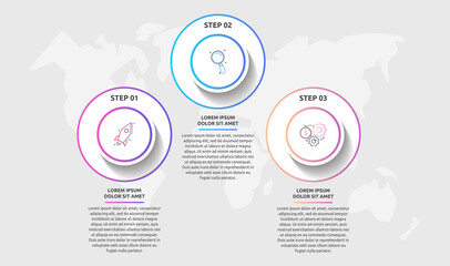 Vector infographic template circles for three icons, diagram, graph, presentation. Business concept with 3 options. For content, steps, timeline, workflow, marketing, banner, levels, web, chart