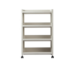 Plastic shelves rack with wheels isolated on white