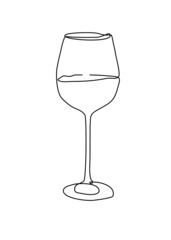 drawing line, glass of champagne