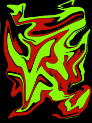 abstract red and light green like bird watercolor luxury pattern fluid liquid light color on black.