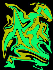 yellow and light green abstract like bird watercolor luxury pattern fluid liquid light color on black.