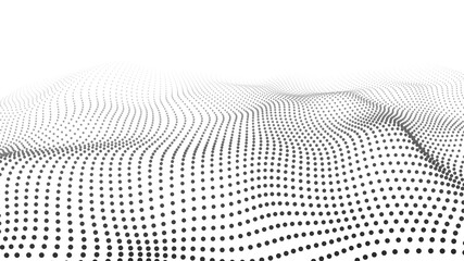Futuristic point wave. Big data. Abstract wave in white background. Waves with particles. Abstract vector illustration.