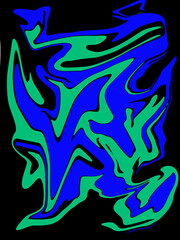 dark blue and light greenish blue abstract like bird watercolor luxury pattern fluid liquid color on black.