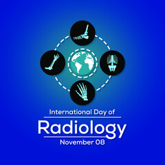 The International Day of Radiology is an annual event promoting the role of medical imaging in modern healthcare. It is celebrated on November 8 each year. Vector illustration.