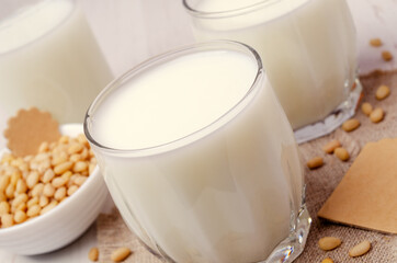 Milk pine nut in glass