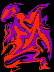 abstract like bird orange and purple watercolor luxury pattern fluid liquid light color on black.