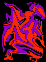 abstract like bird orange and purple watercolor luxury pattern fluid liquid light color on black.