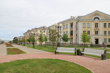 The beautiful flowered city center of Sillamae, Estonia