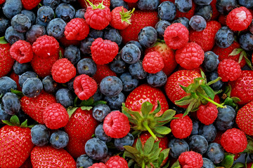 strawberries, blueberries and raspberries, mixed berries