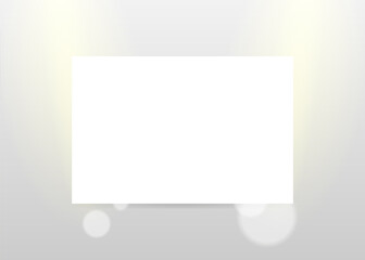 White blank frame border empty with spotlight mockup, white billboard border illuminated lights vector background illustration