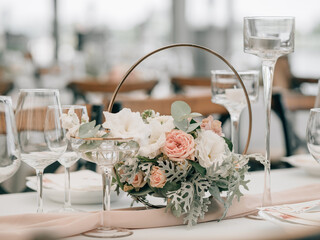 wedding reception table setting - 376408736