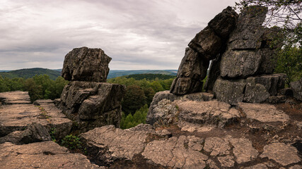 Moody image of the panoramic viewpoint Roc-la-Tour in the French Ardennes