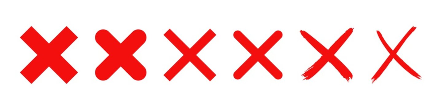 red cross x vector icon. no wrong symbol. delete, vote sign. graphic design element set on white background