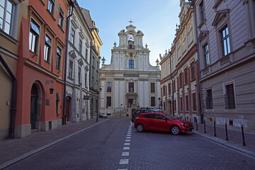 Cracow, St John street and Church of the Lord's Transfiguration