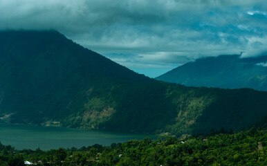 Lake Batur that is surrounding the volcano Batur in Bali. In fact it is the crater of a still bigger volcano.