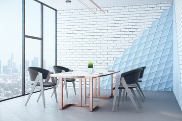 Minimalistic meeting interior with furniture