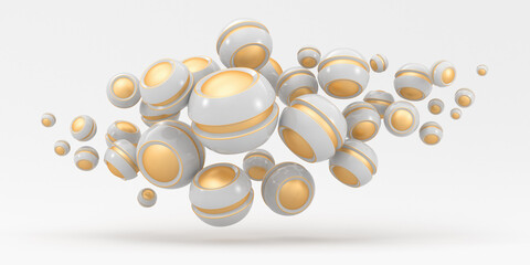 Spherical abstract white objects on a white background. Illustration for advertising. 3d render.