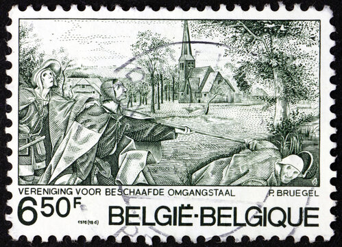 Postage stamp Belgium 1976 Blind leading the blind, by Brueghel