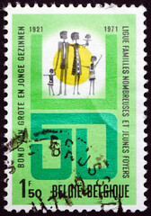 Postage stamp Belgium 1971 Belgian large families league