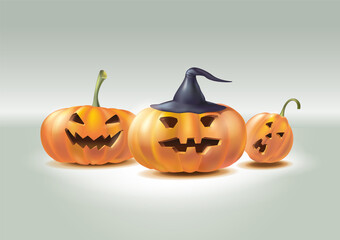 Funny halloween pumpkins. EPS vector illustration