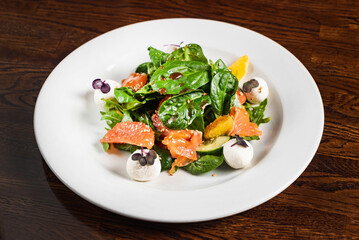 caesar salad with salmon fish