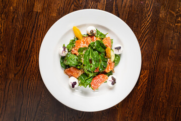 caesar salad with salmon fish