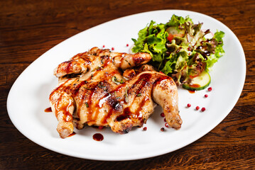 whole roasted chicken with salad