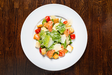 caesar salad with salmon fish