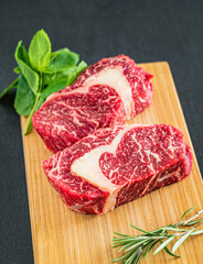 Large Raw Meat Steaks On Table