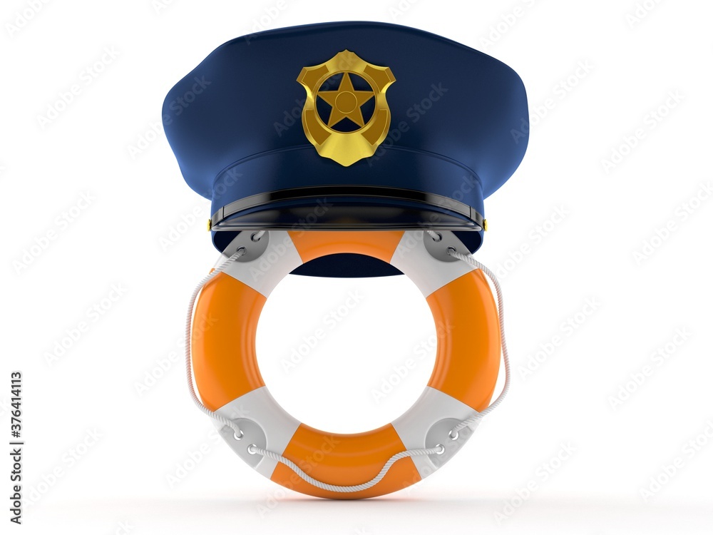 Poster life buoy with police hat