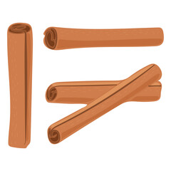 Cinnamon sticks vector cartoon spice set isolated on a white background.