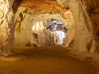 Сorridor in the Muntanya de Sal (salt mines) cave in Cardona, Spain