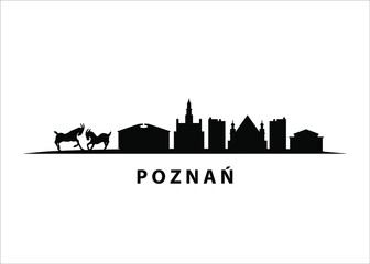 Poznań Skyline Black Vector City Graphic Silhouette - obrazy, fototapety, plakaty