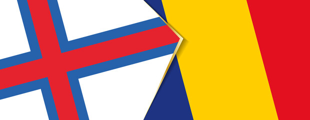 Faroe Islands and Romania flags, two vector flags.