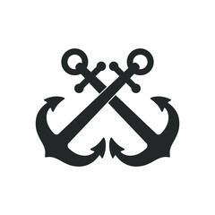 Crossed anchors graphic icon.  Anchors of ships sign Isolated on white background. Vector illustration