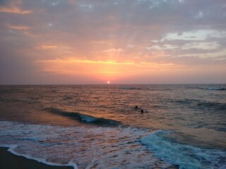 Naklejka premium sunset on the beach