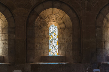 Stained glass windows in the Thonoret abbey in the Var in France