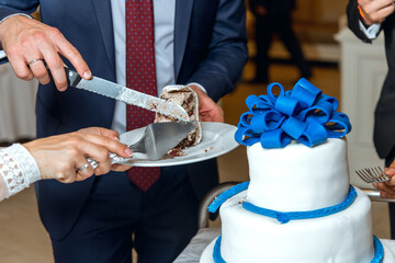 bride and groom on wedding cake