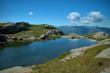 Kleiner Bergsee auf dem Pizol in der Schweiz 7.8.2020