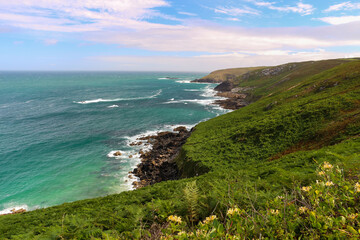 Picturesque coastal walk at Zennor Head, Cornwall