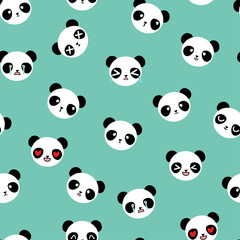 Naklejka premium pattern with cartoon panda. for fabric print, textile, gift wrapping paper. colorful vector for kids, flat style