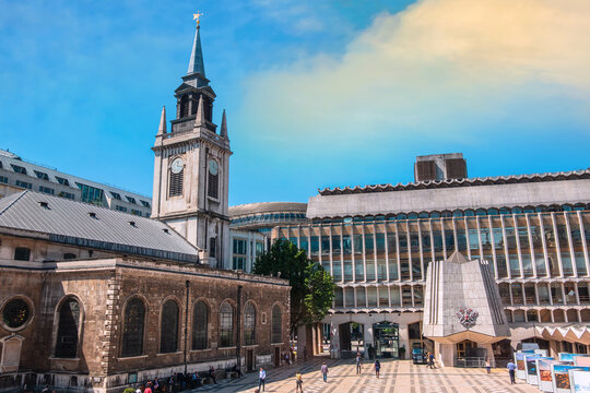 London, United Kingdom - May 15 2018: Guildhall Art Gallery built in 1885 on the site of London's Roman amphitheatre (discovered in 1985), houses the art collection of the City of London