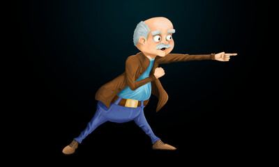 grandfather shows a finger forward