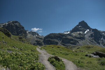 Bergpanorama während der 5 Seen Wanderung auf dem Pizol in der Schweiz 7.8.2020