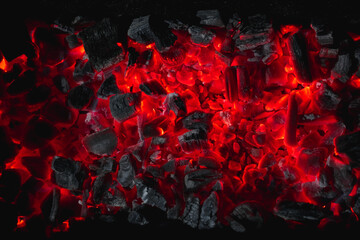 hot red coals among black ash, wallpapers for mobile devices, abstract