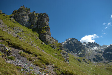 Bergpanorama während der 5 Seen Wanderung auf dem Pizol in der Schweiz 7.8.2020